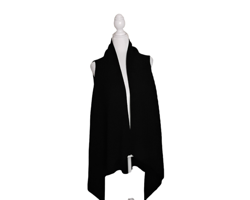 Caslon Women's Black Open Front Drapey Cardigan Sleeveless Sweater Vest One Size